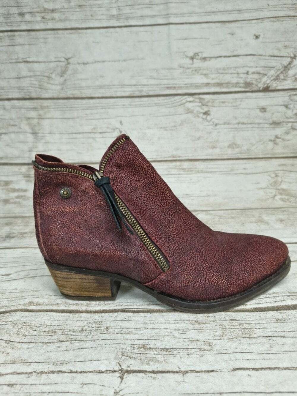 Anthropologie Coque Terra Burgundy Leather Ankle Boots Size 39